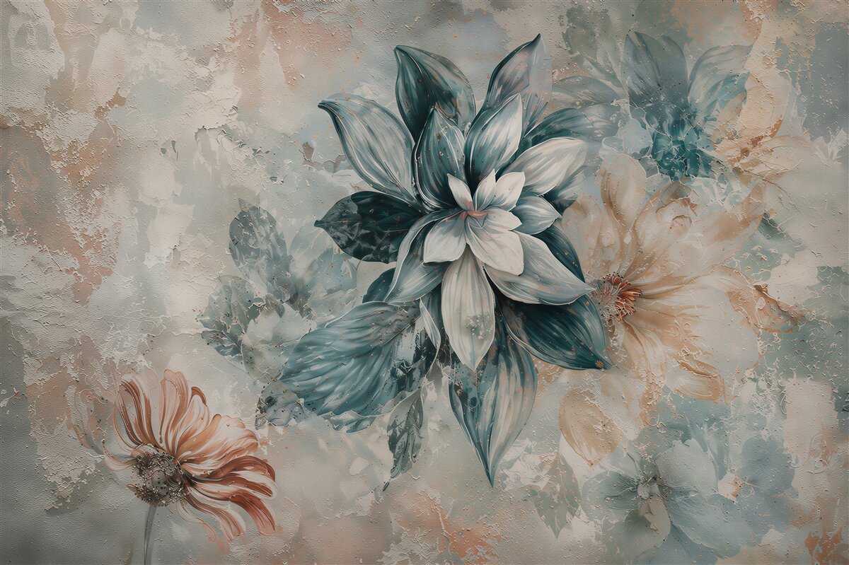 Fototapeten Blumen im Vintage-Stil