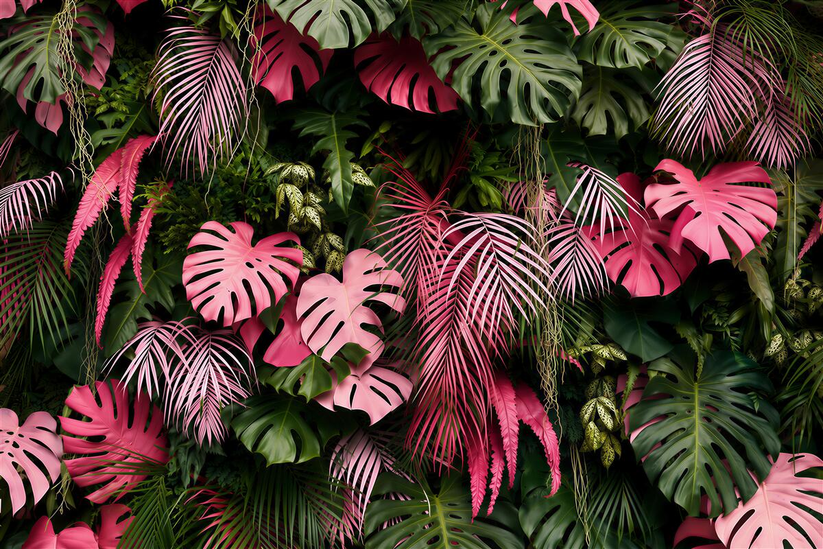 Fototapeten rosa Palmenblätter