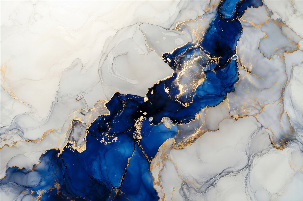 Fototapeten blaue Flecken mit goldenem Rand