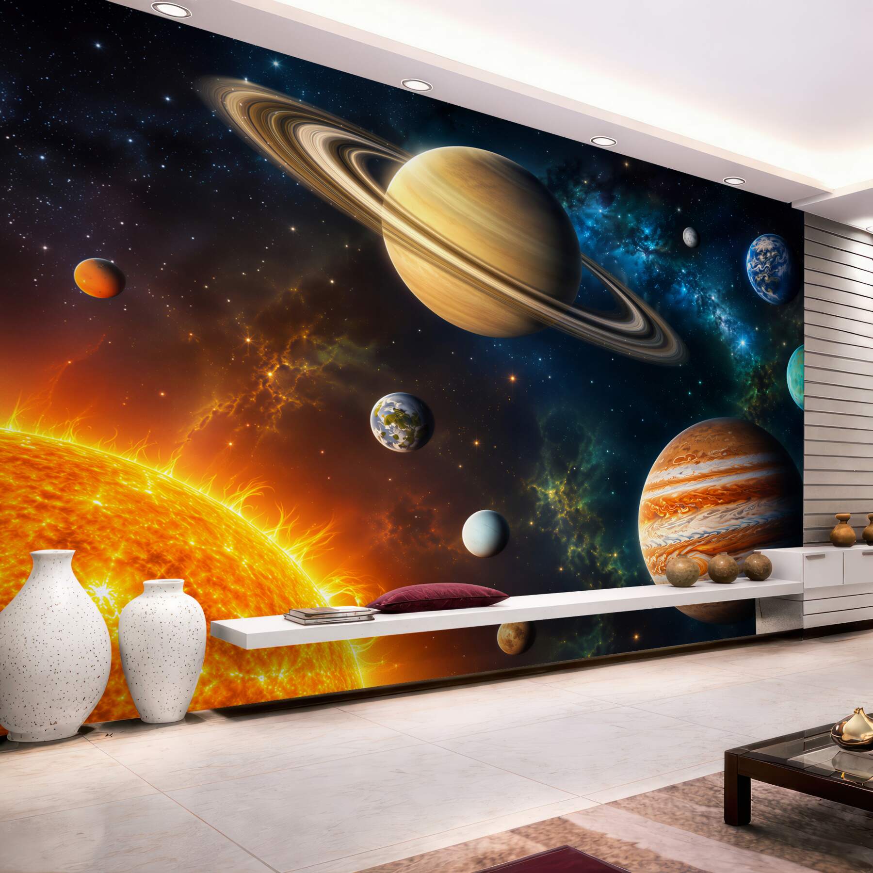 Fototapeten Planeten um die Sonne