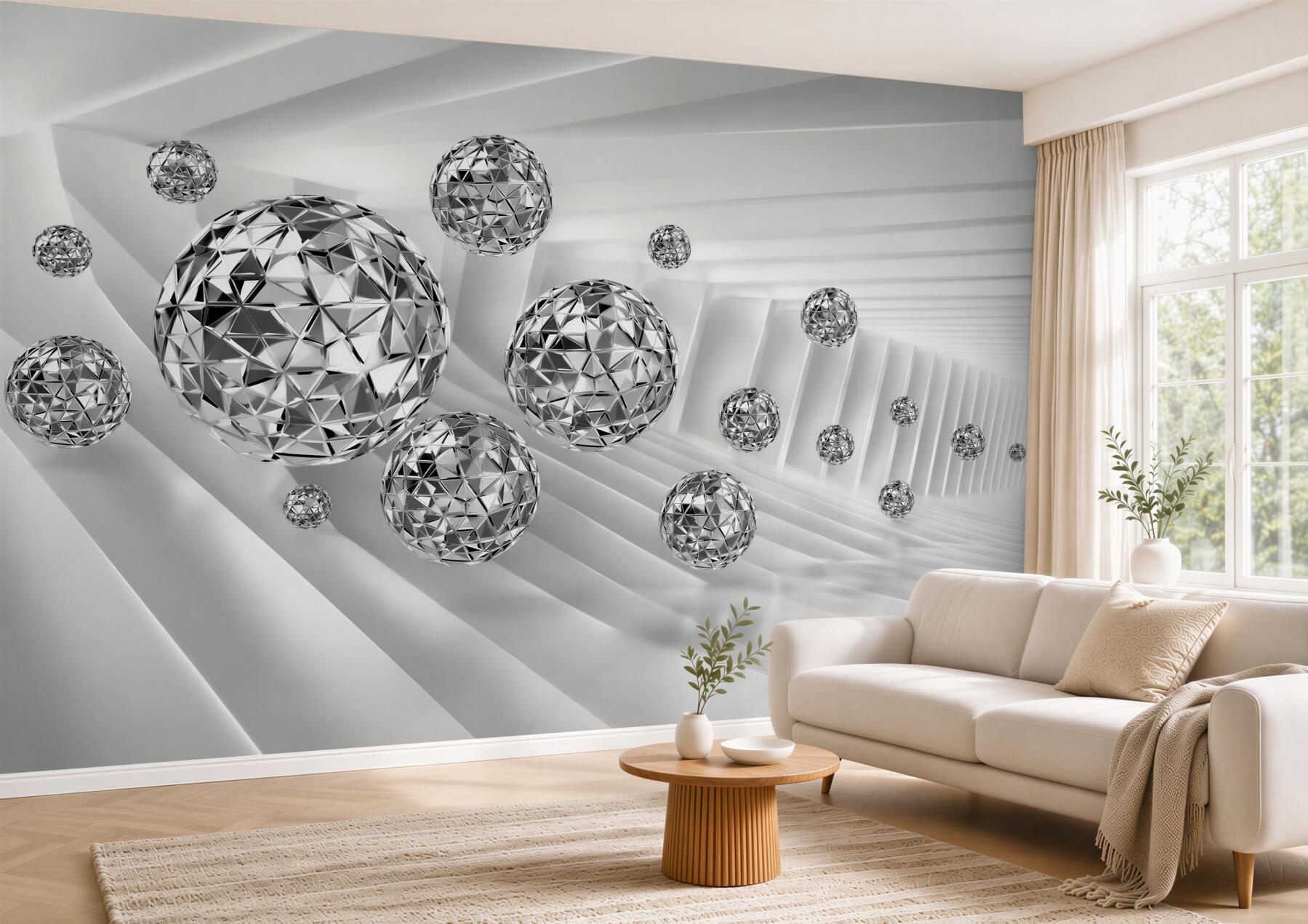 Fototapeten schwebende Diamanten in Kugelform