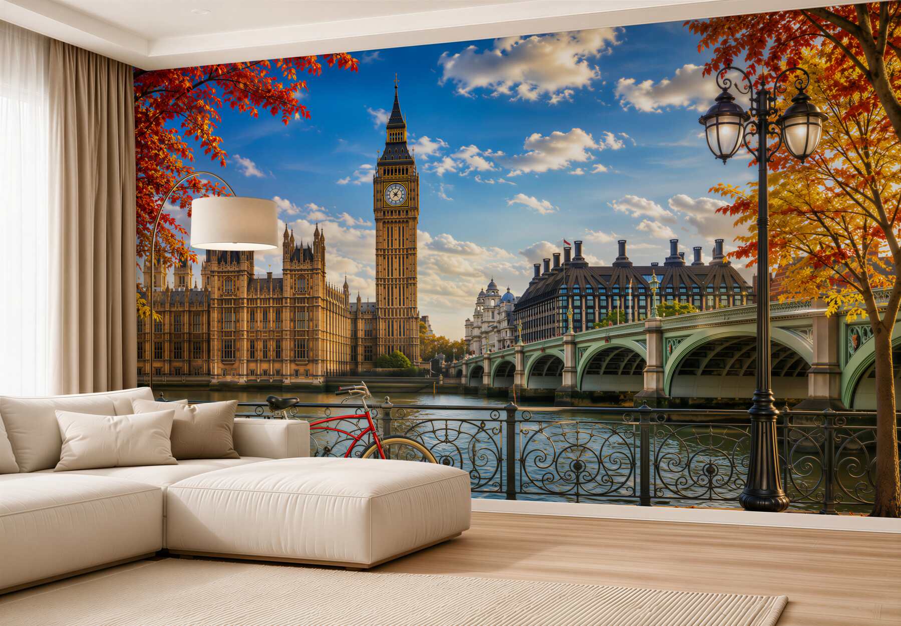Fototapeten Tower Bridge und Big Ben im Herbst