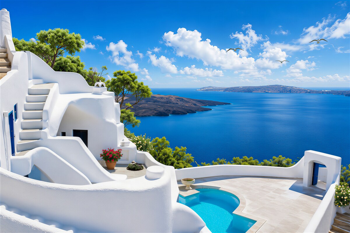 Fototapeten griechische Insel Santorin