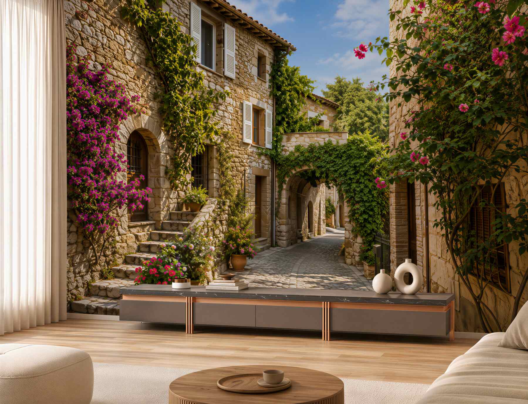 Fototapeten enge Gasse in Italien