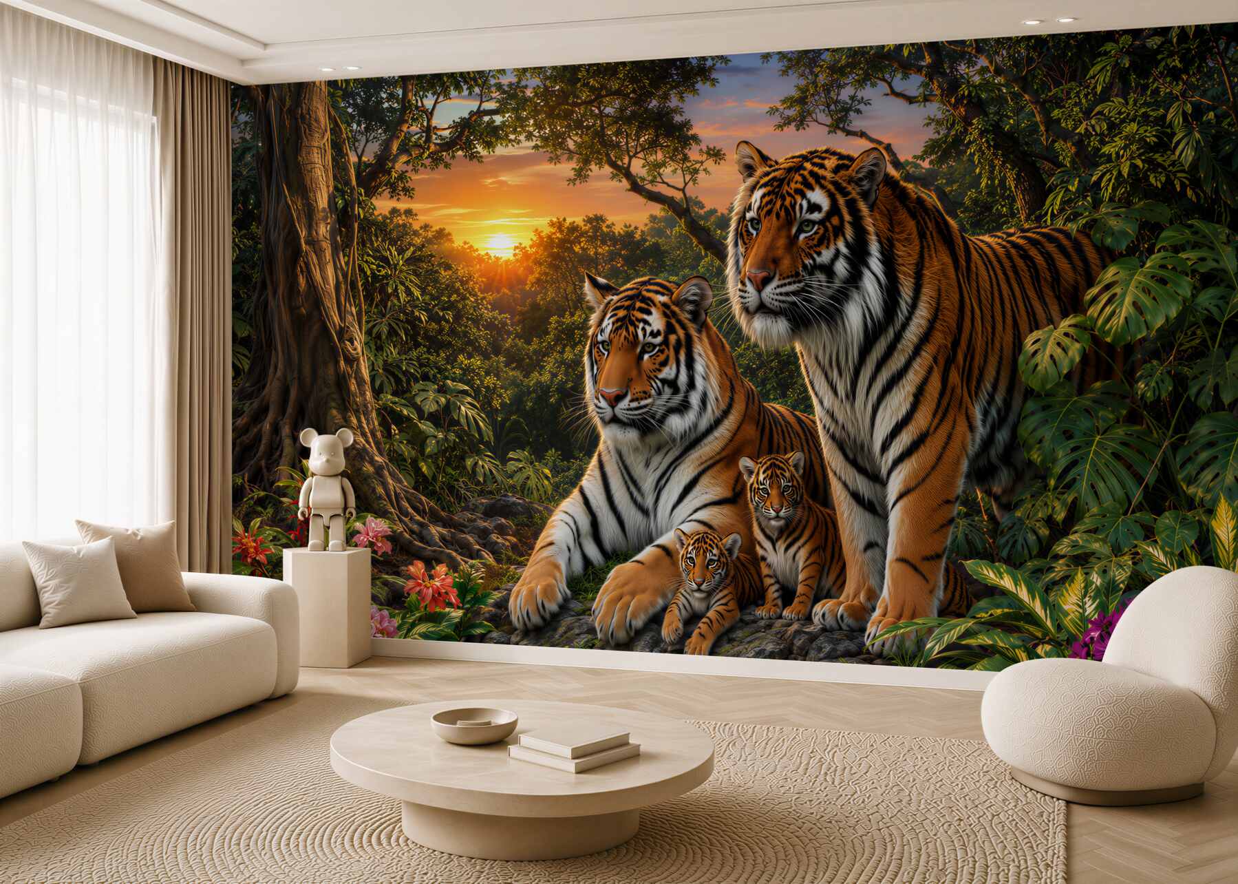 Fototapeten Tigerfamilie im Dschungel