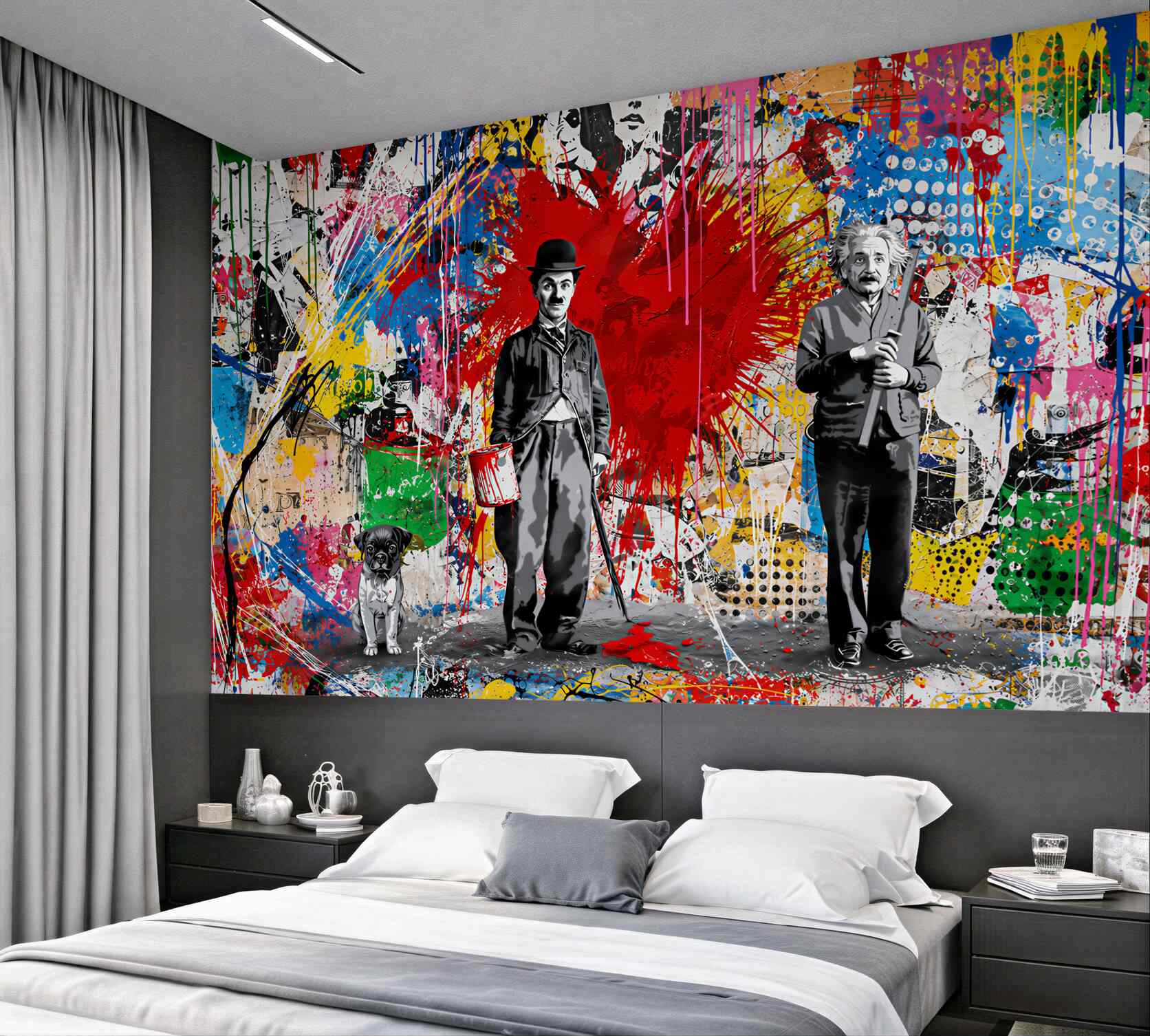 Fototapeten Charlie Chaplin und Einstein