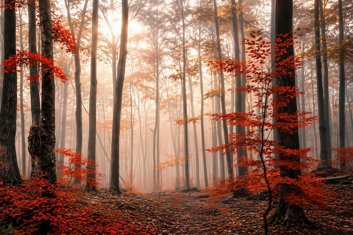 Fototapeten kahler Herbstwald