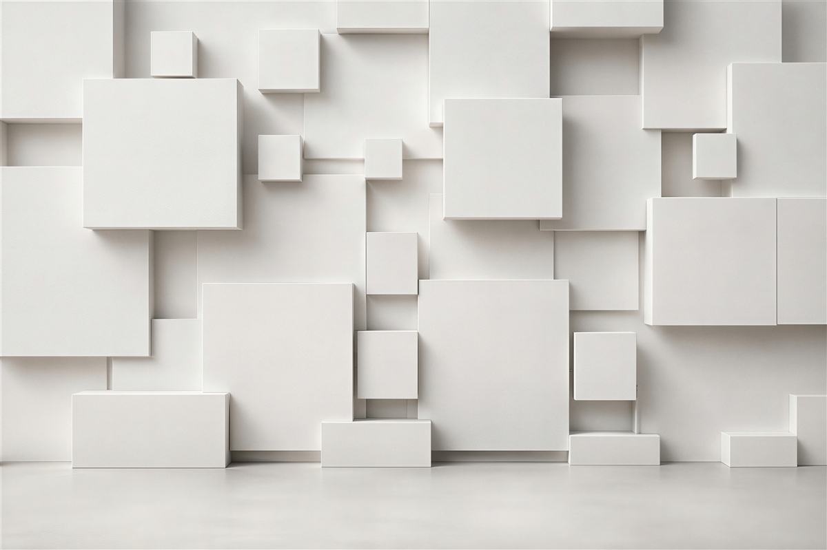 Fototapeten volumetrische weiße Quadrate