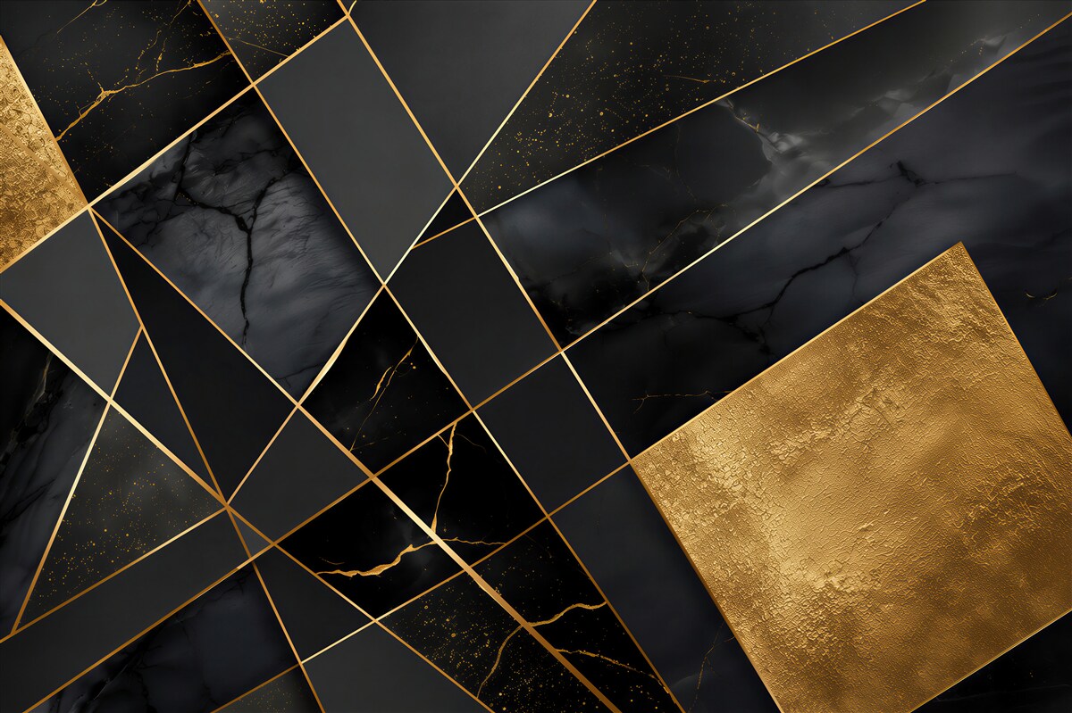 Fototapeten Schwarzer Marmor mit goldenen Linien