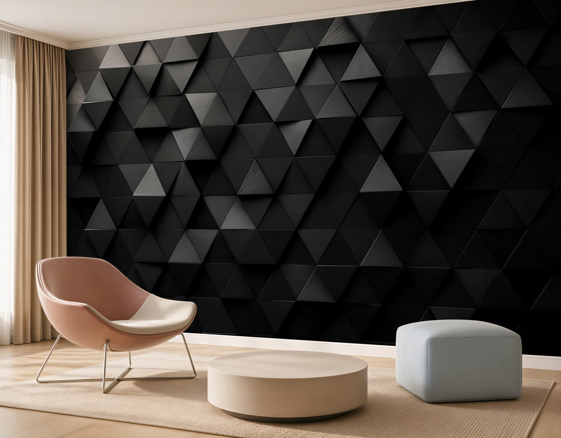 Fototapeten geometrische 3D-Dreiecke in Grau modern für das Büro