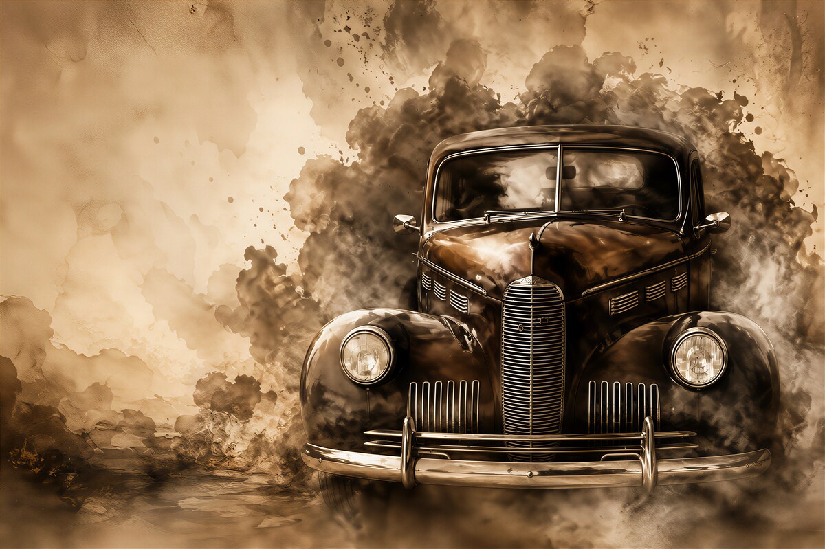 Fototapeten alte Retro-Autos in beigen Vintage-Tönen
