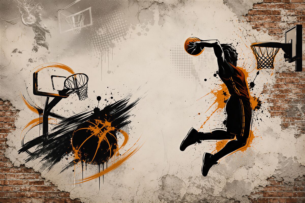 Fototapeten Basketballspieler Dunk moderne sportliche