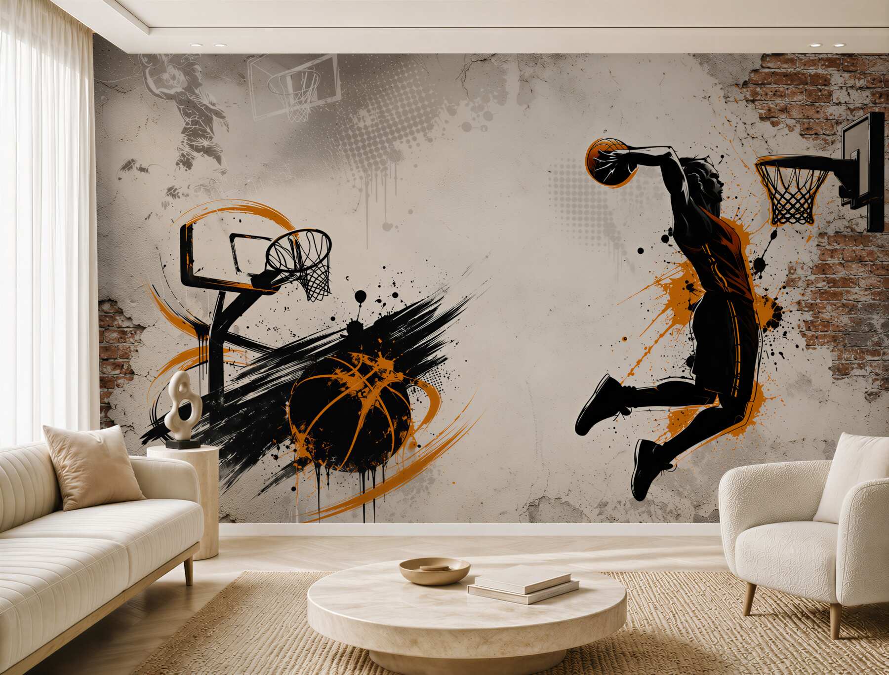 Fototapeten Basketballspieler Dunk moderne sportliche