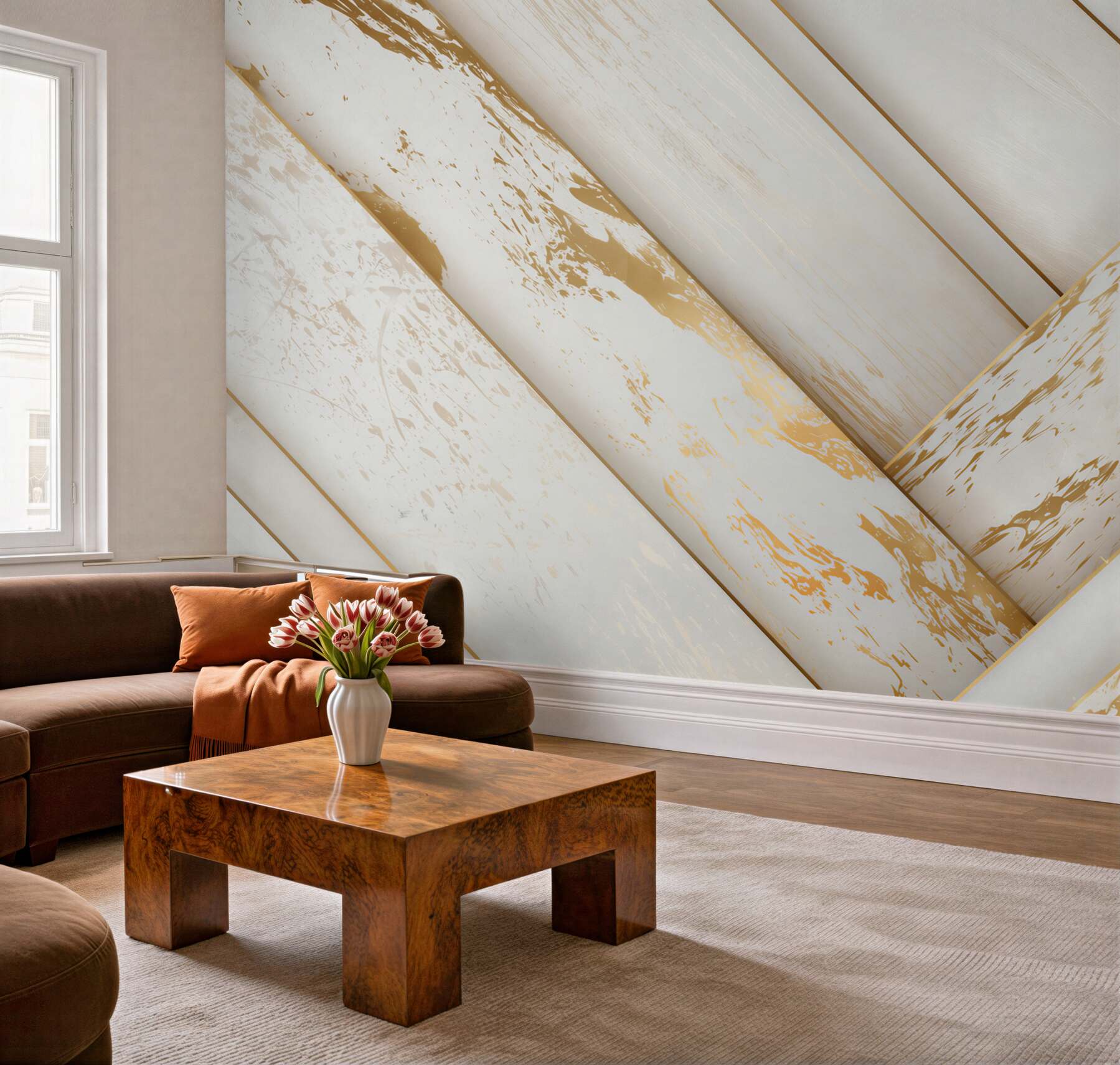 Fototapeten weißer Marmor mit goldenen Adern elegant