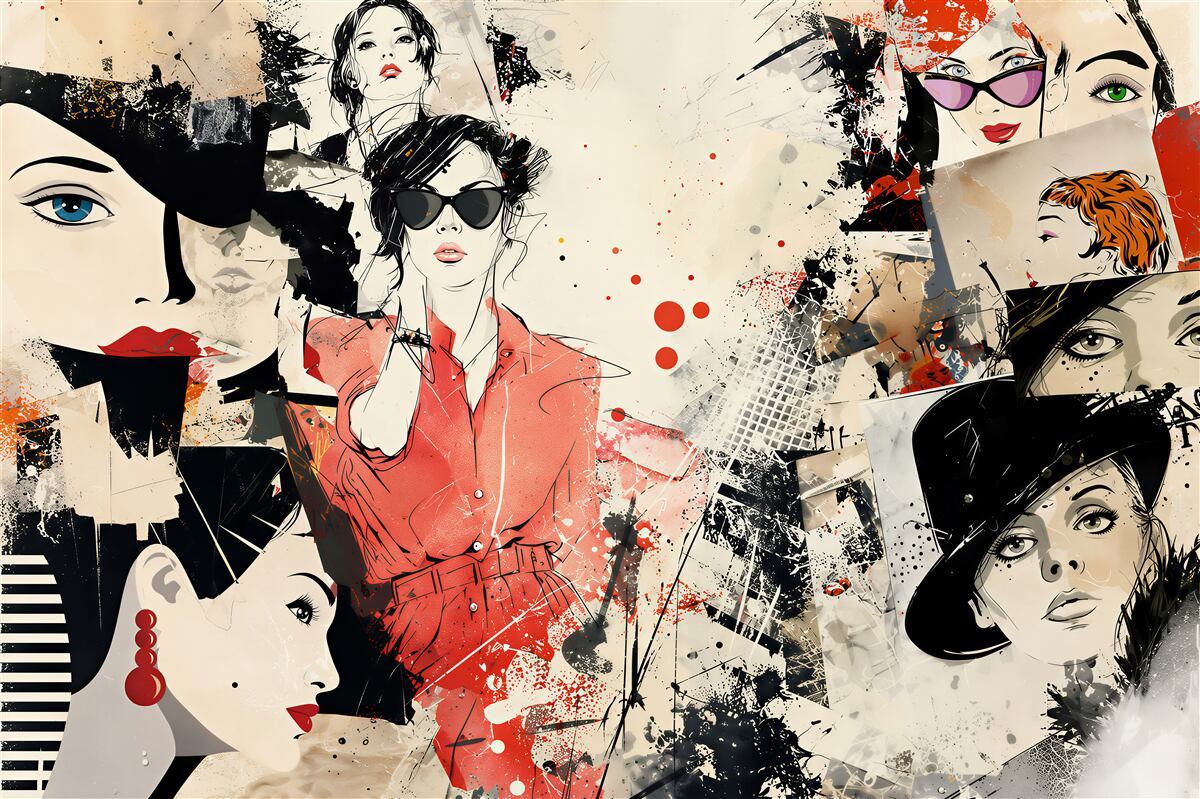 Fototapeten modische Frauen mit Brille Aquarellillustration Fashion