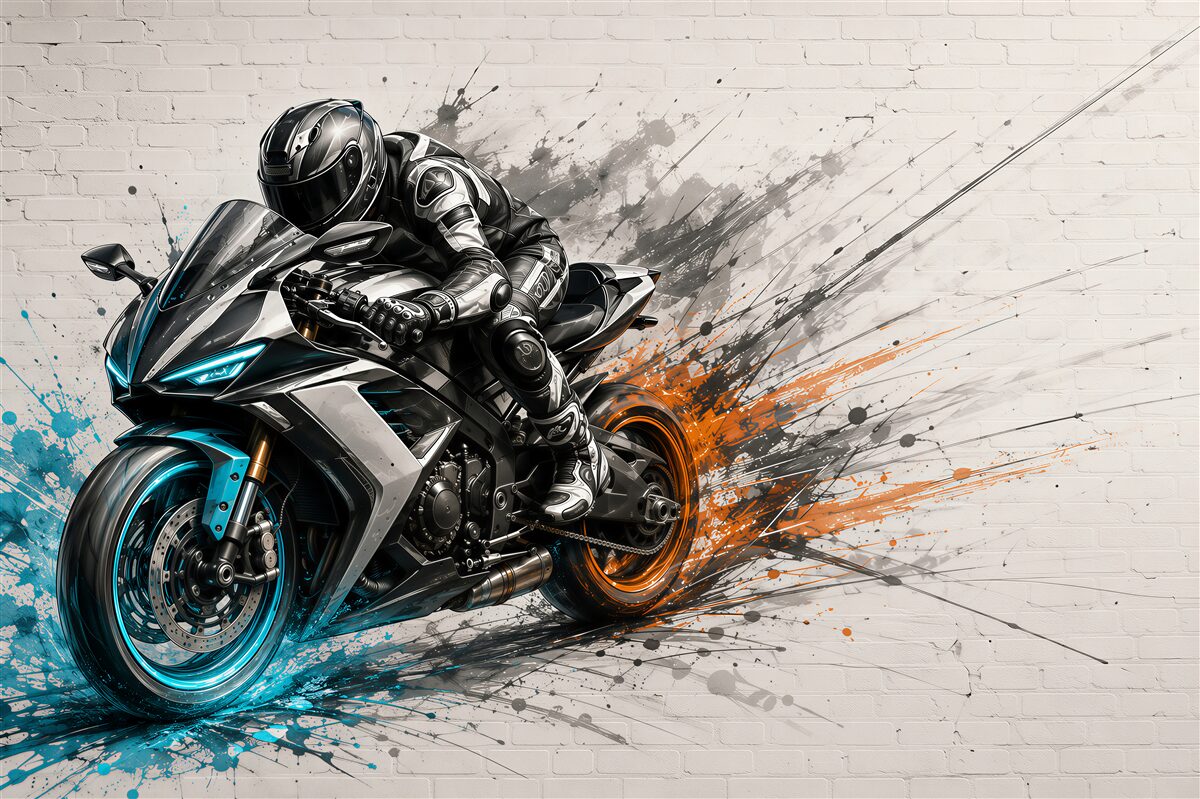 Fototapeten Sportmotorrad dynamische moderne Illustration