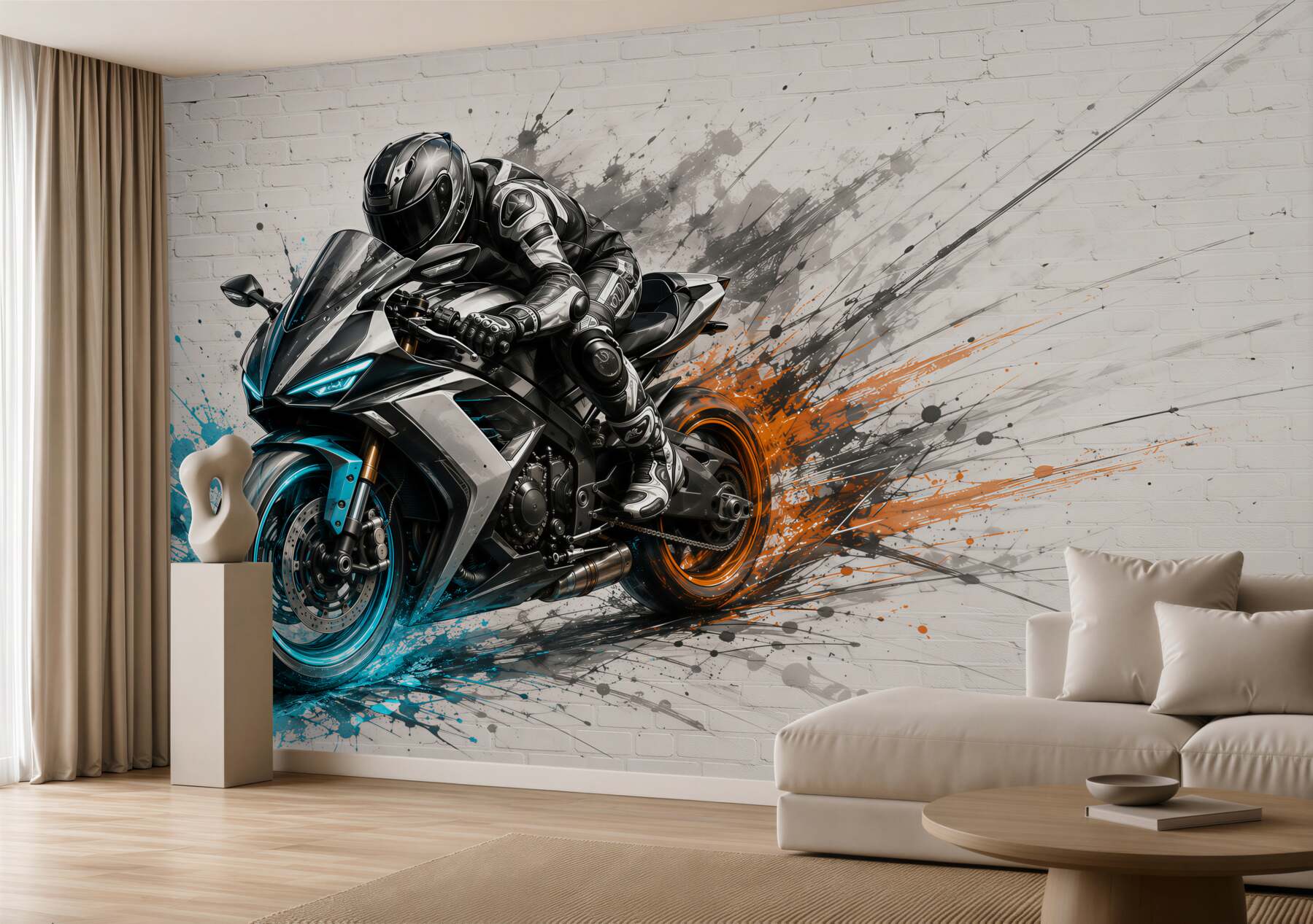 Fototapeten Sportmotorrad dynamische moderne Illustration