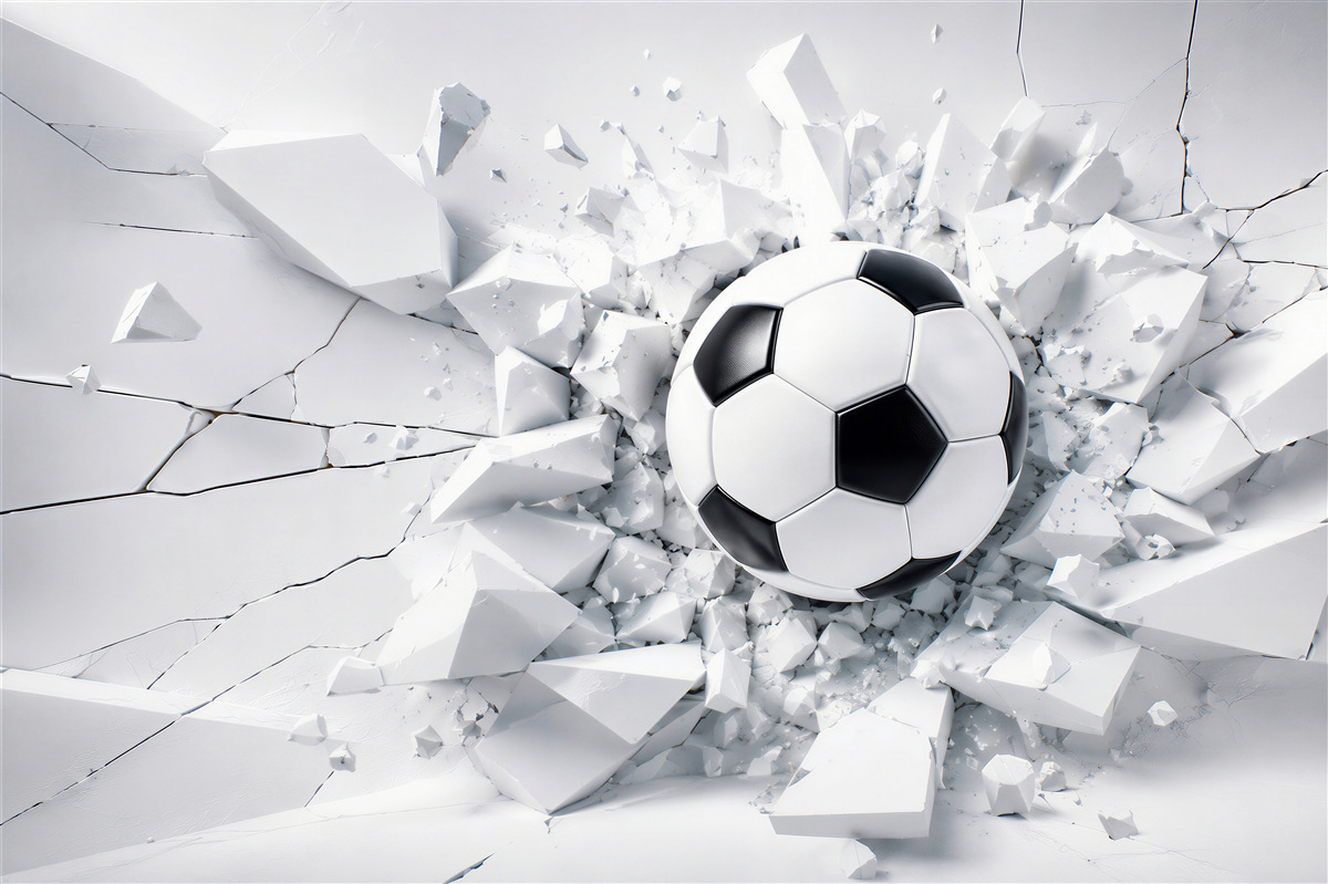 Fototapeten 3D Fußball im modernen Sportstil