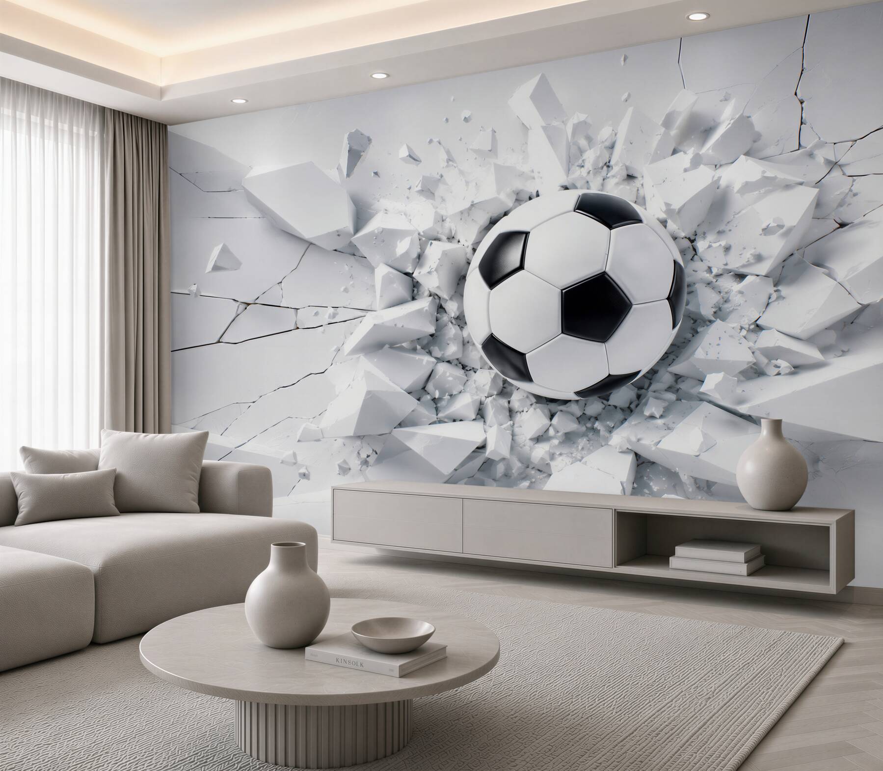 Fototapeten 3D Fußball im modernen Sportstil