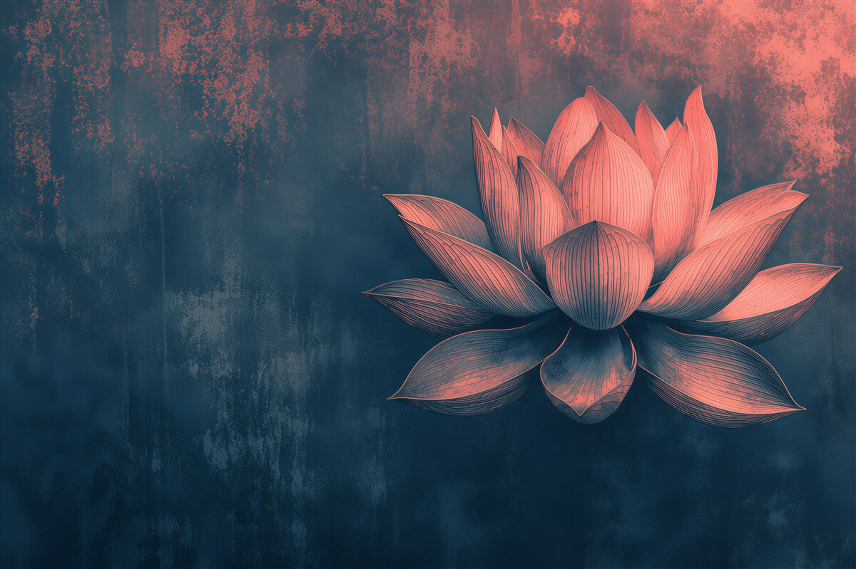Fototapeten rosa Lotusblume auf ruhiger Wasseroberfläche
