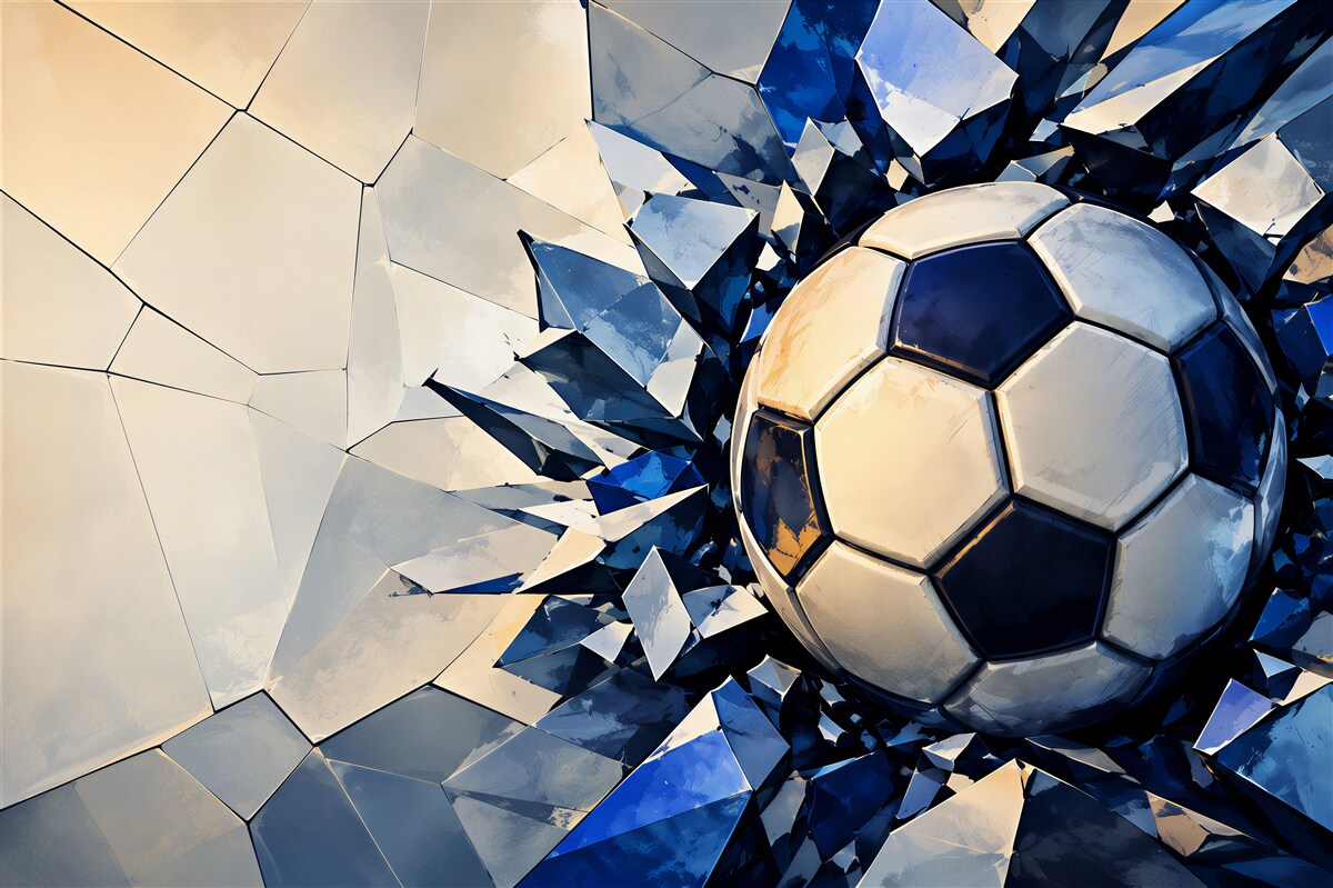 Fototapeten Fußball, der die Wand durchbricht, dynamisch für das Jungenzimmer