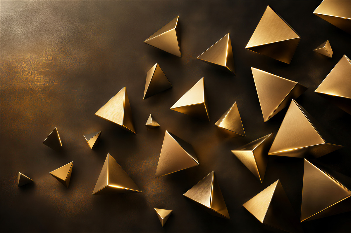 Fototapeten kleine voluminöse goldene Dreiecke