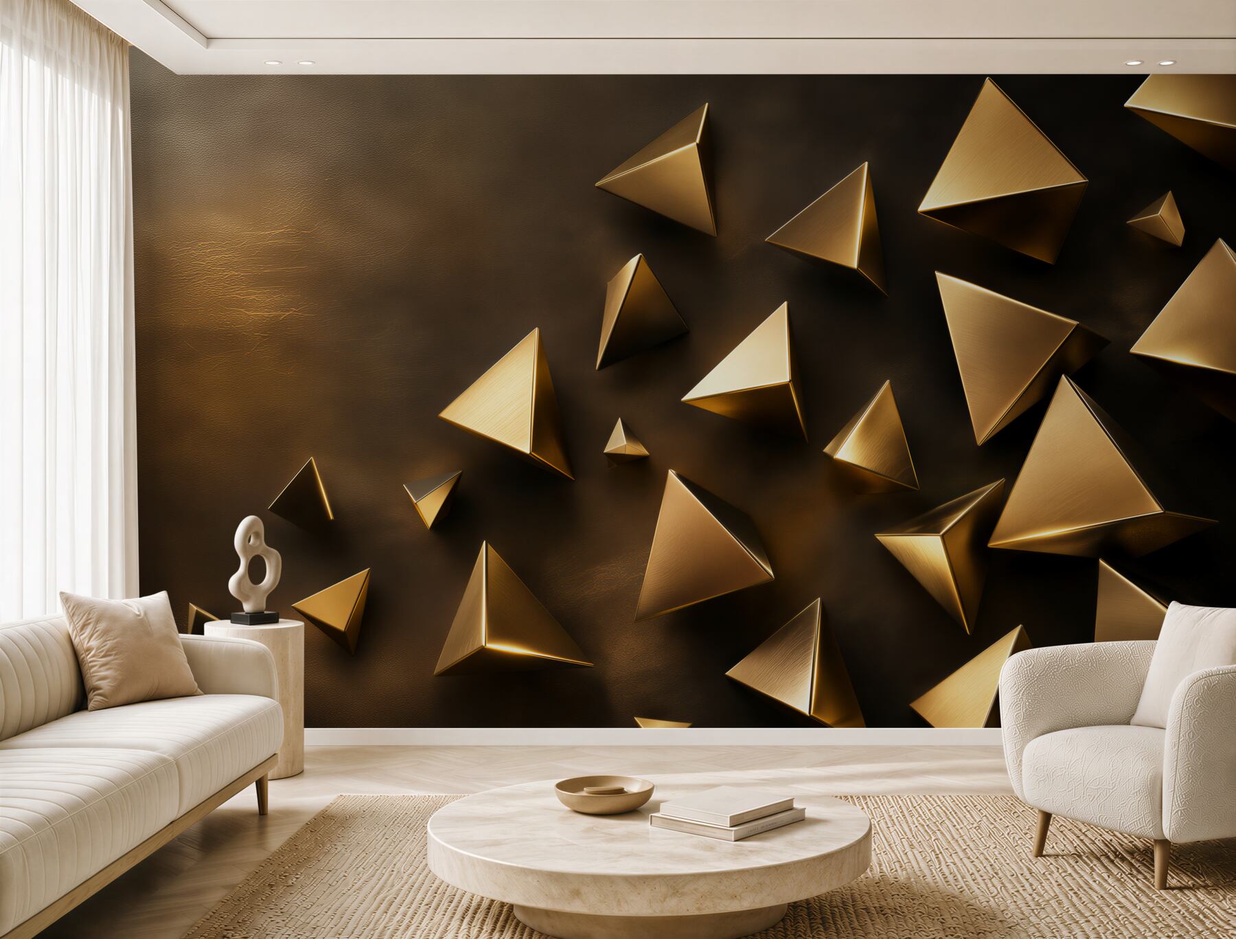 Fototapeten kleine voluminöse goldene Dreiecke