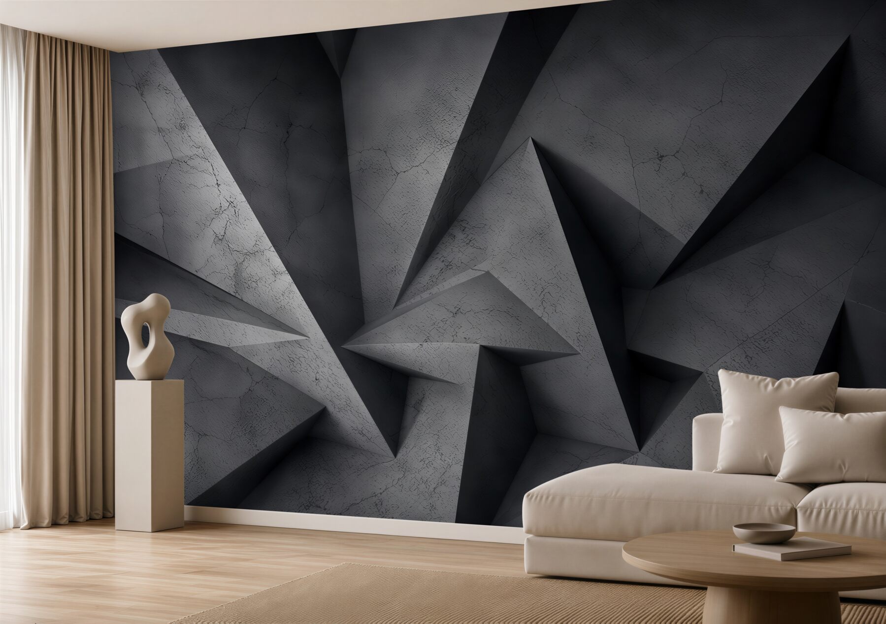 Fototapeten volumetrische schwarze Geometrie