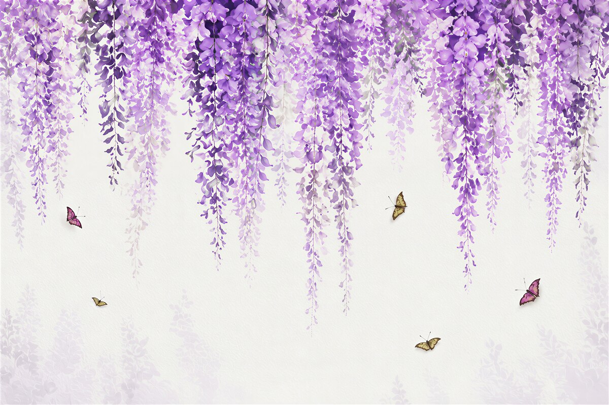 Fototapeten Fliederblüten im Wasserreflex