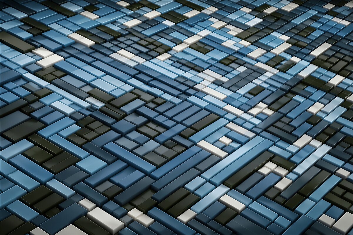 Fototapeten geometrische Rechtecke grün und blau modern 3D