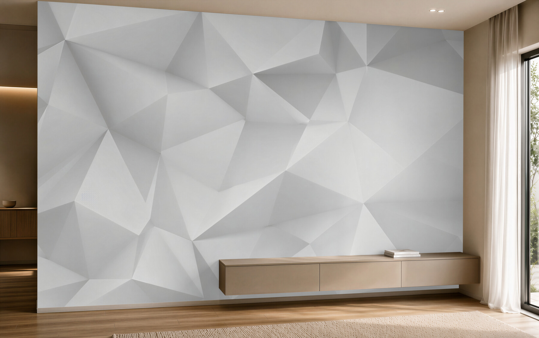 Fototapeten weiße Geometrie 3D modern für minimalistisches Interieur