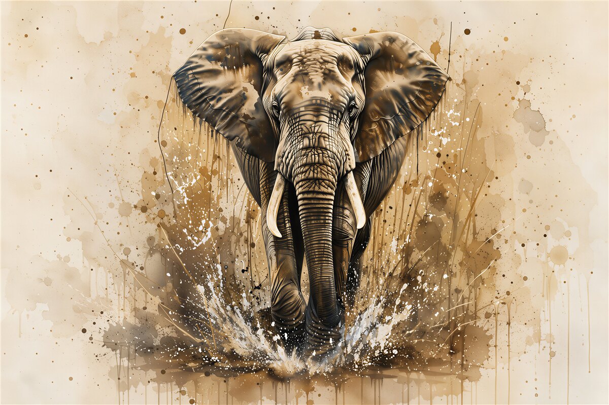 Fototapeten Großer gemalter Elefant