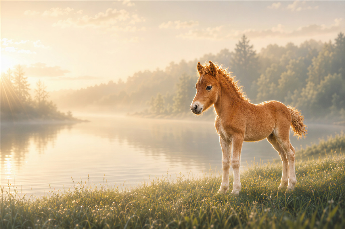 Fototapeten Mini-Falabella-Fohlen