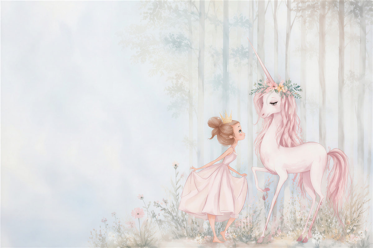 Fototapeten Prinzessin und Einhorn