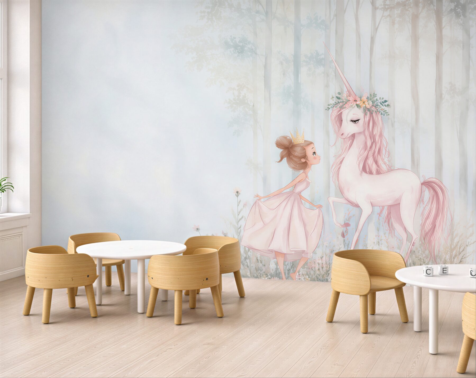 Fototapeten Prinzessin und Einhorn