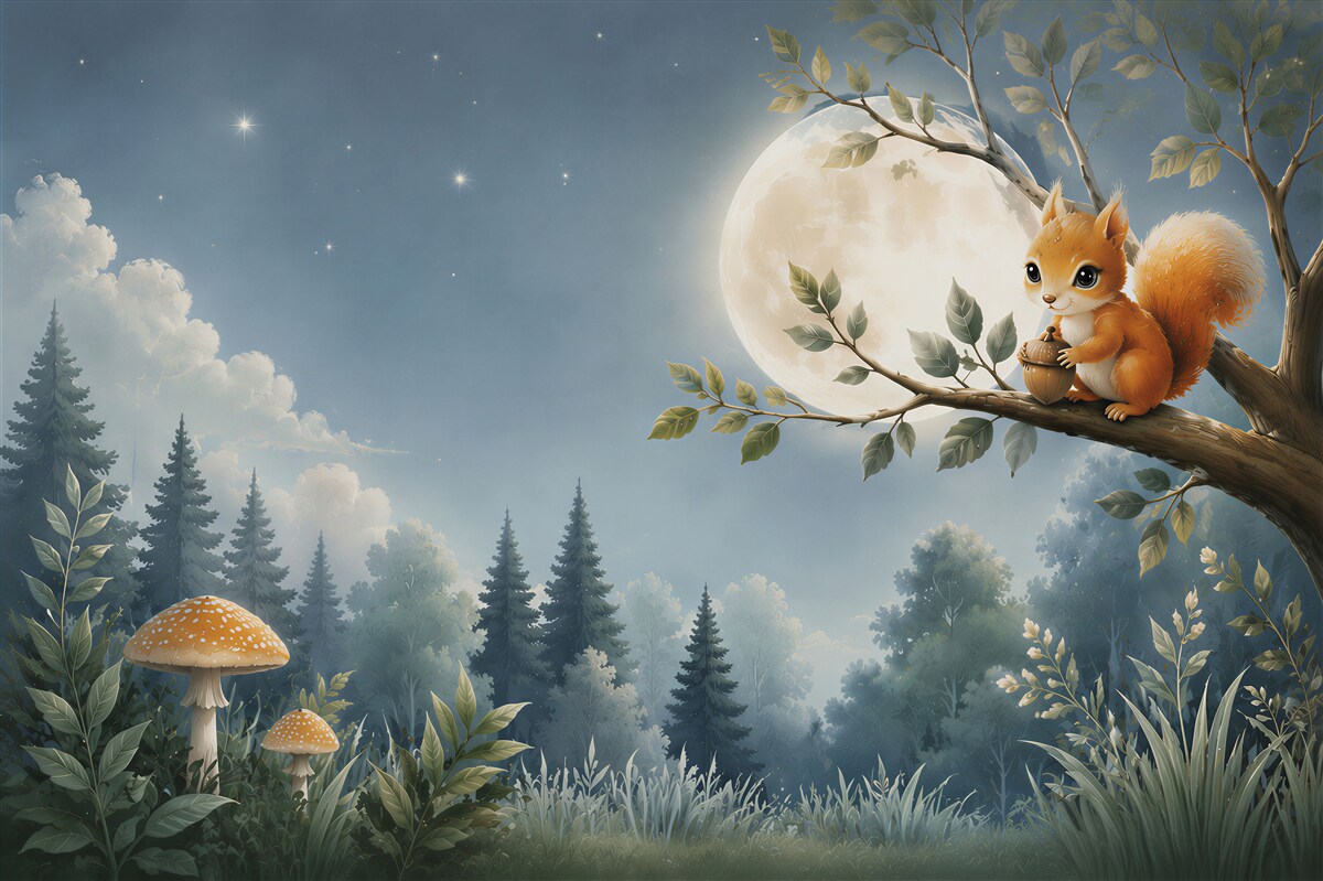 Fototapeten Eichhörnchen auf einem Baum
