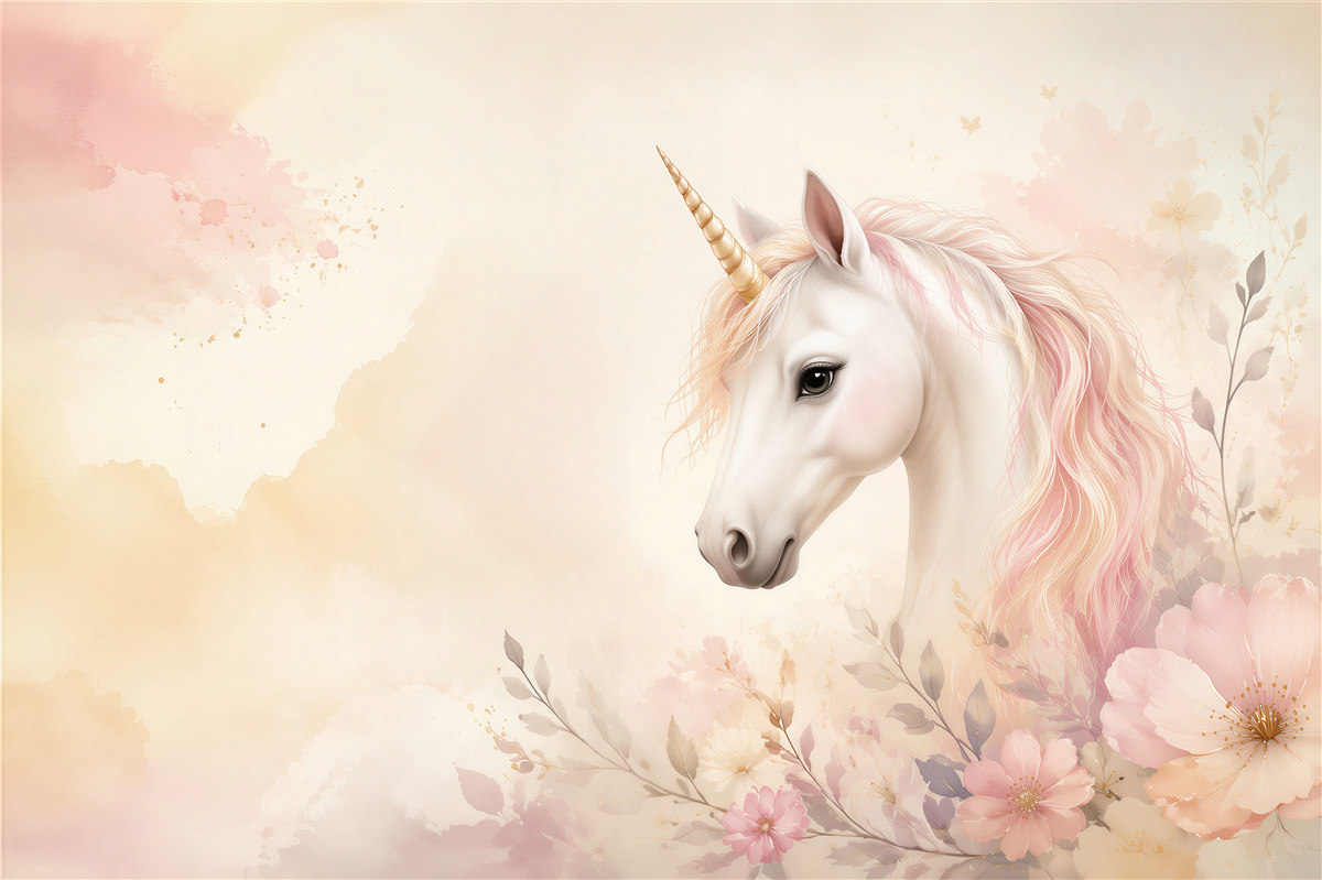 Fototapeten Einhorn in bunten Farben