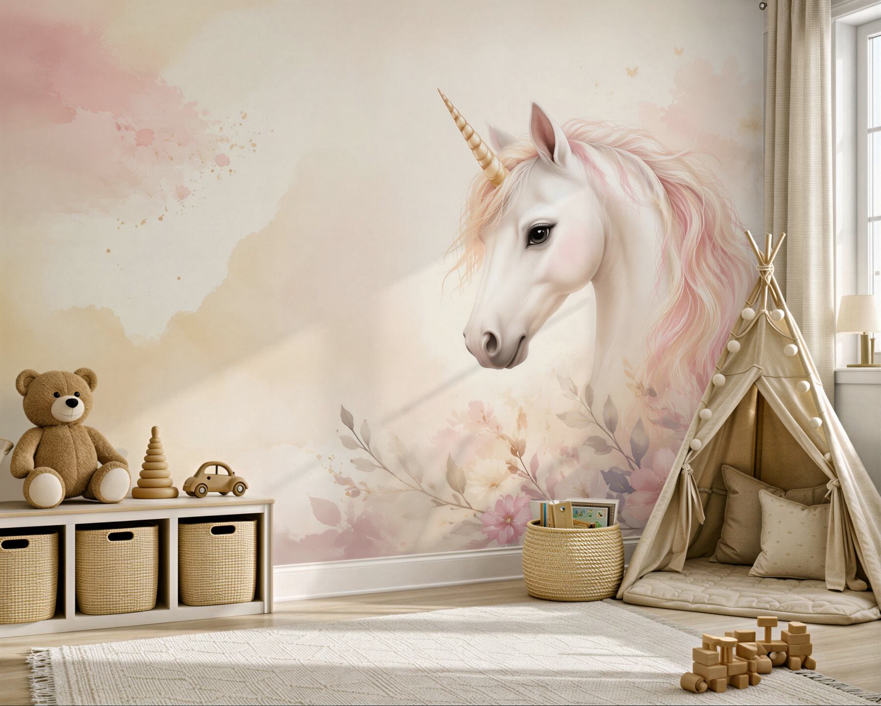 Fototapeten Einhorn in bunten Farben
