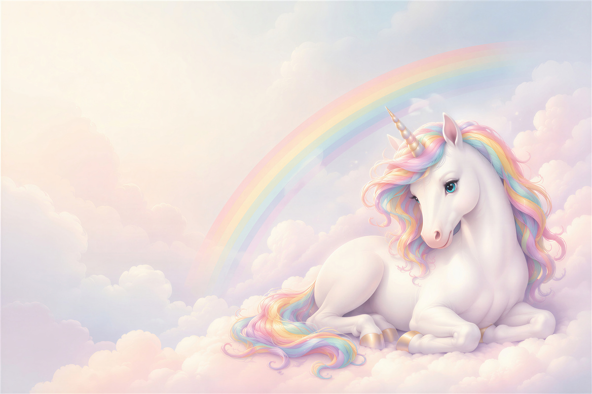 Fototapeten Einhorn und Regenbogen