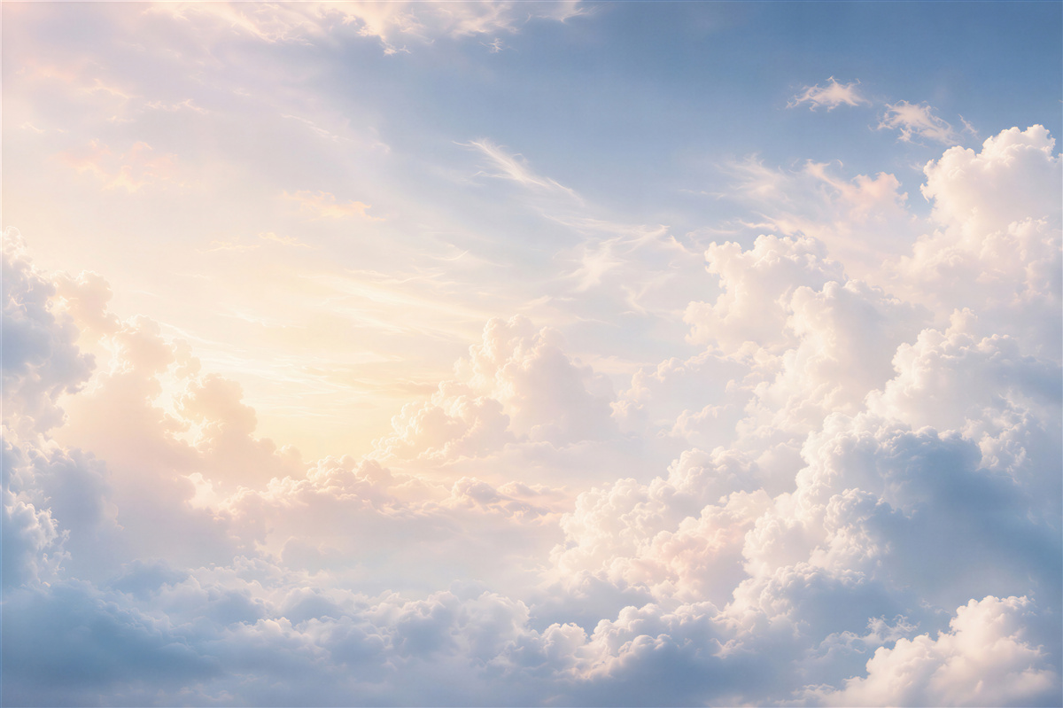 Fototapeten helle Wolken am blauen Himmel mit sanftem Licht