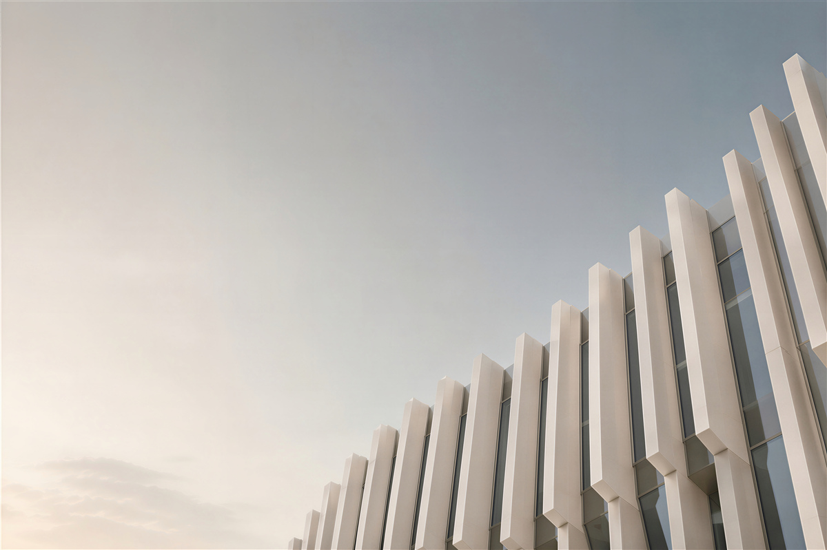 Fototapeten moderne minimalistische Architektur in Weiß mit blauem Himmel