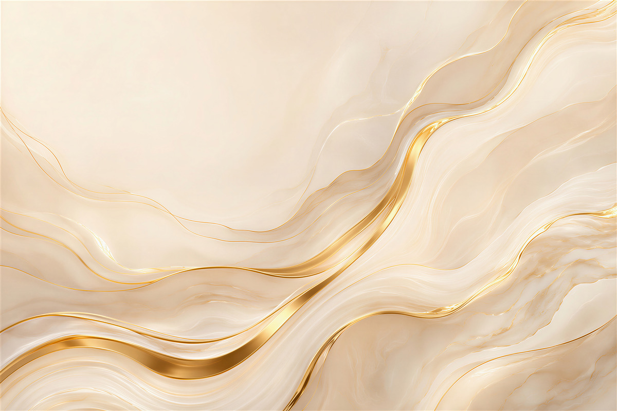 Fototapeten elegante abstrakte goldene Wellen in beigen Tönen
