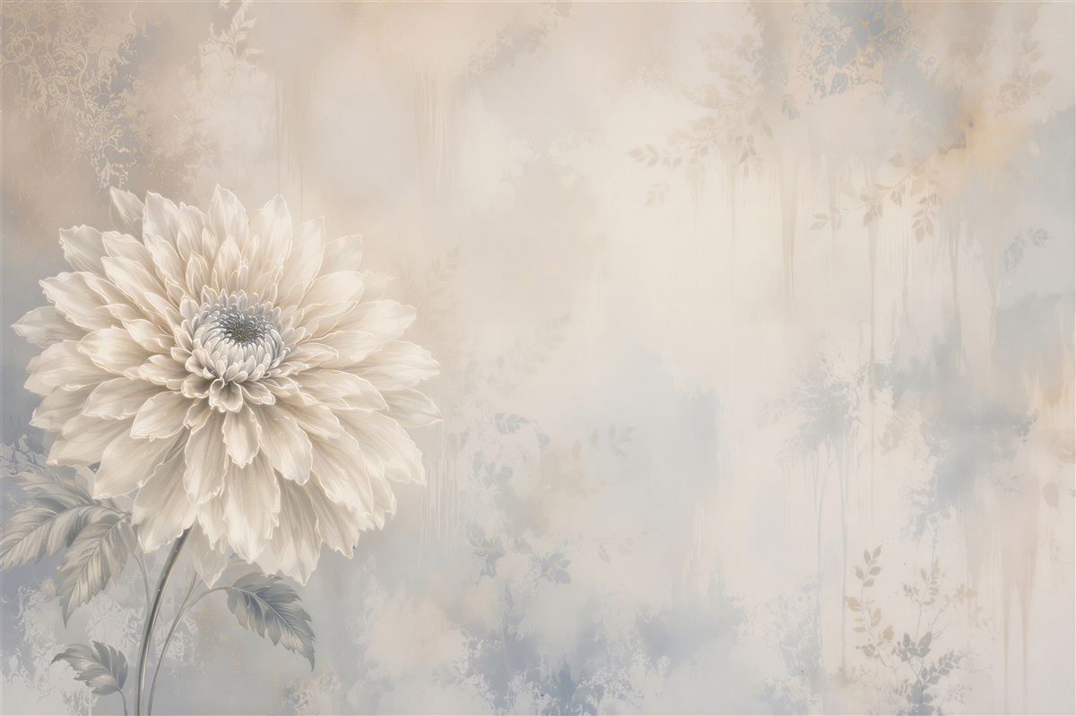 Fototapeten große cremefarbene Blume auf pastellfarbenem Hintergrund subtile Eleganz