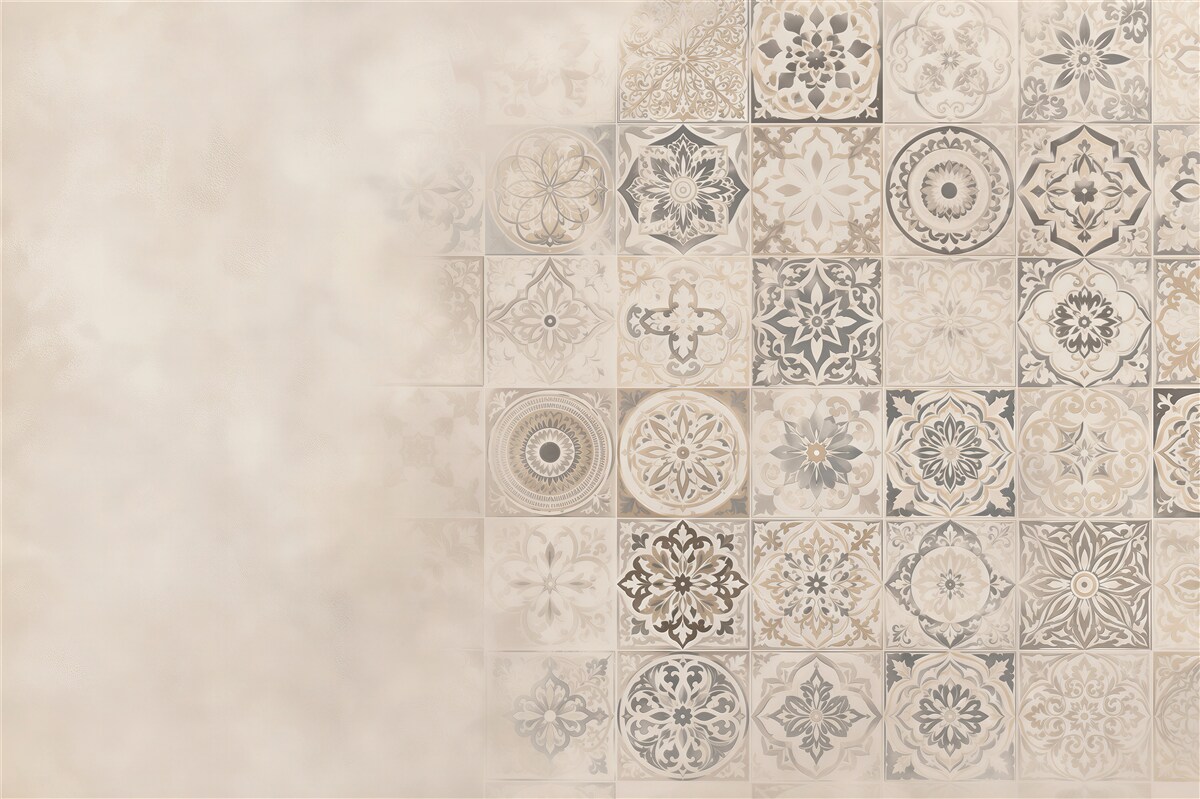 Fototapeten beige Fliesen Patchwork Vintage für die Küche oder das Esszimmer