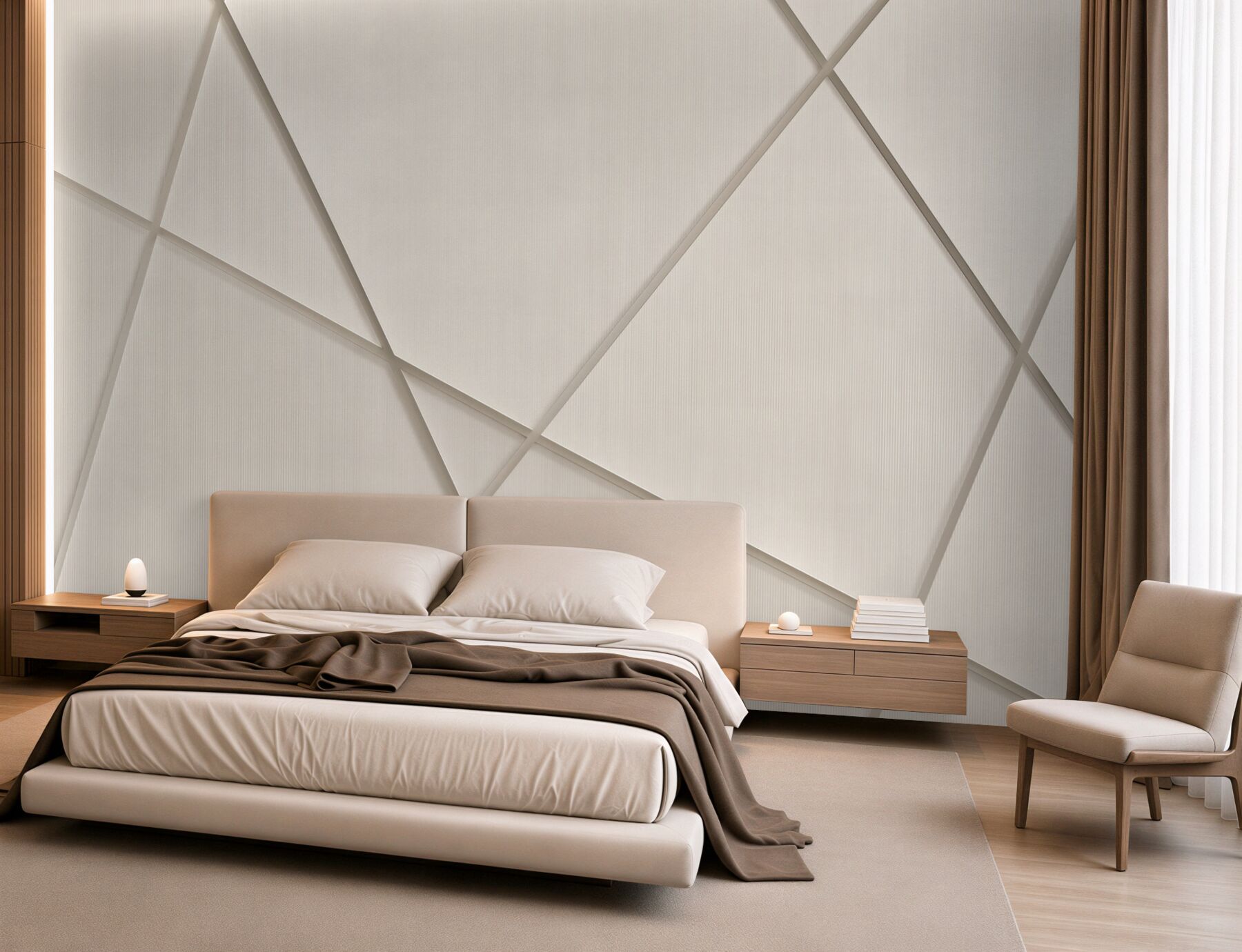 Fototapeten geometrische 3D-Paneele beige moderne minimalistische