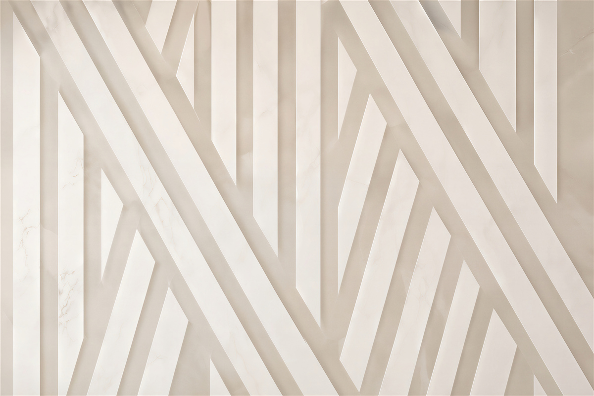 Fototapeten geometrische 3D-Streifen beige modern für ein elegantes Interieur