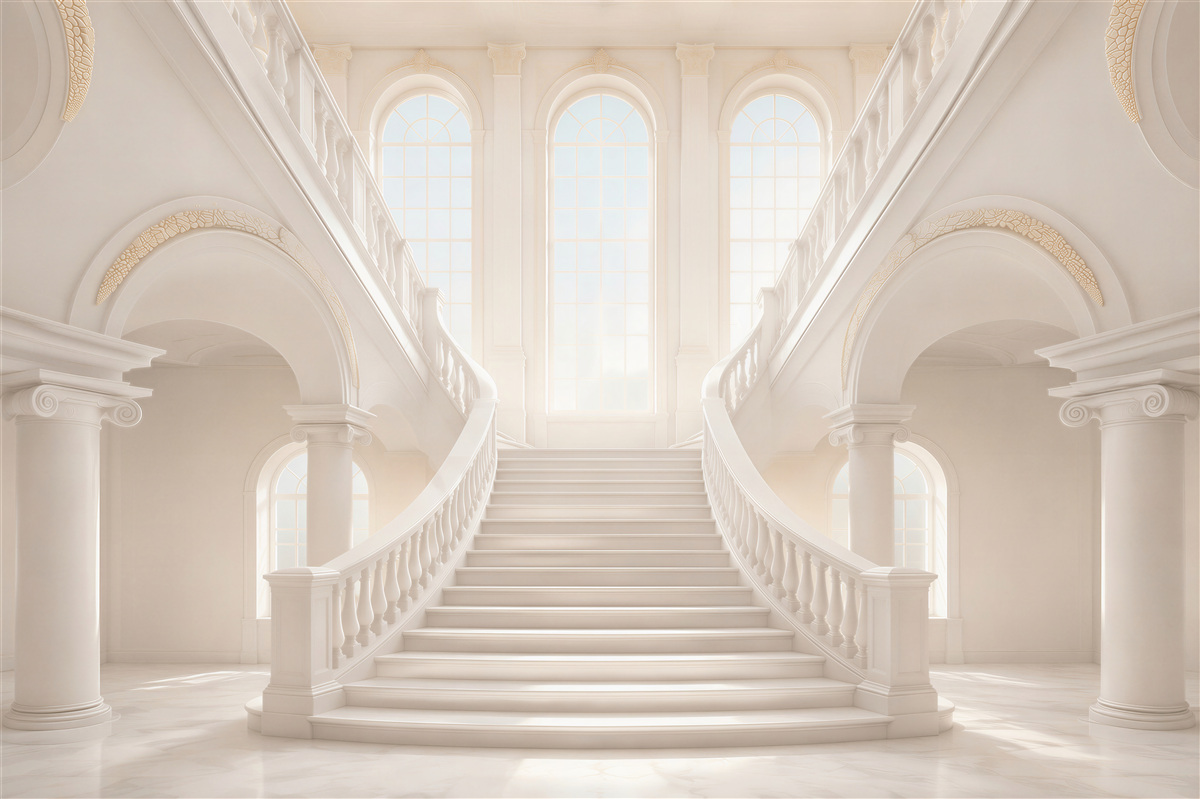Fototapeten weiße Palasttreppen im Innenraum elegantes klassisch