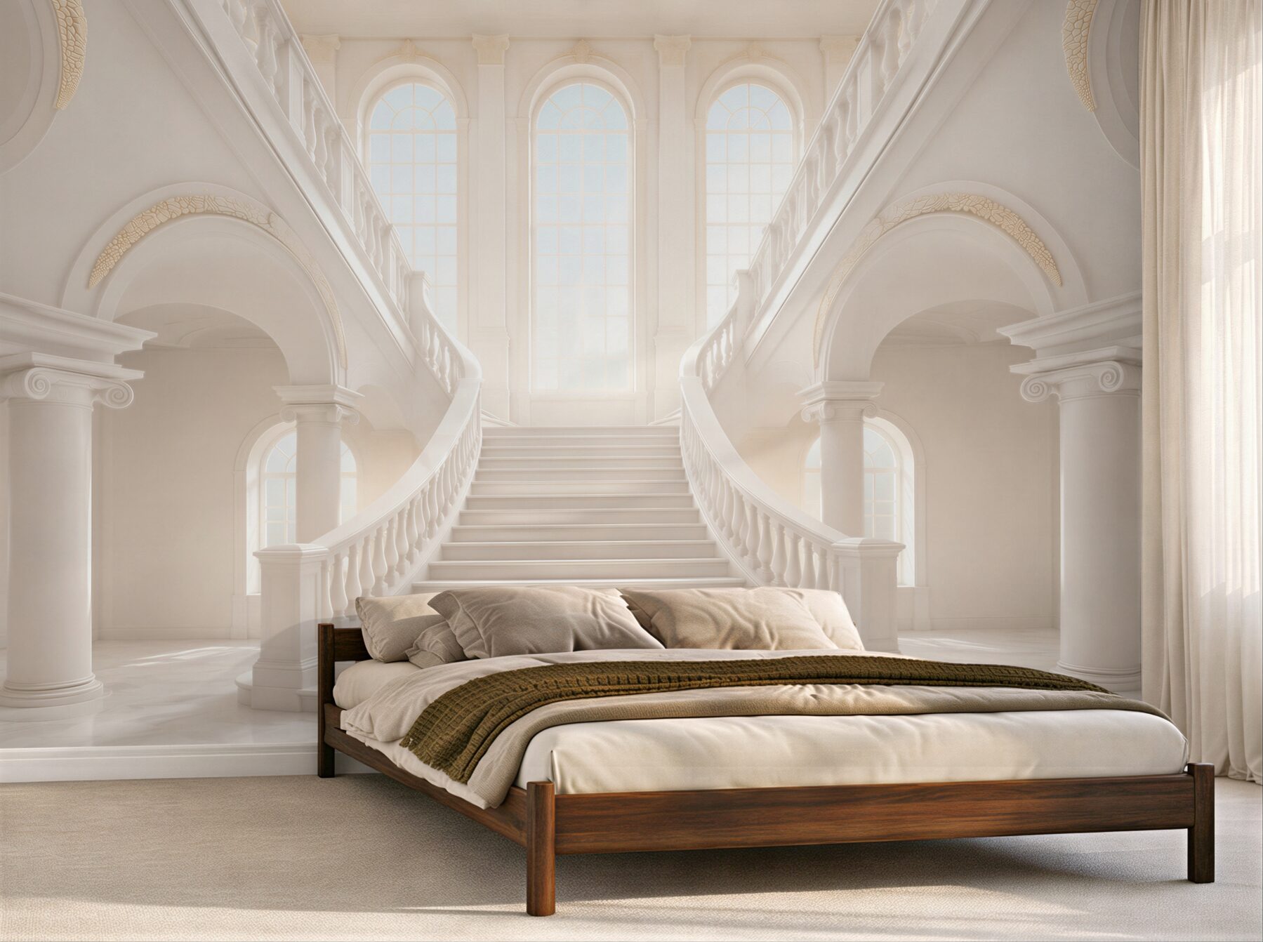 Fototapeten weiße Palasttreppen im Innenraum elegantes klassisch