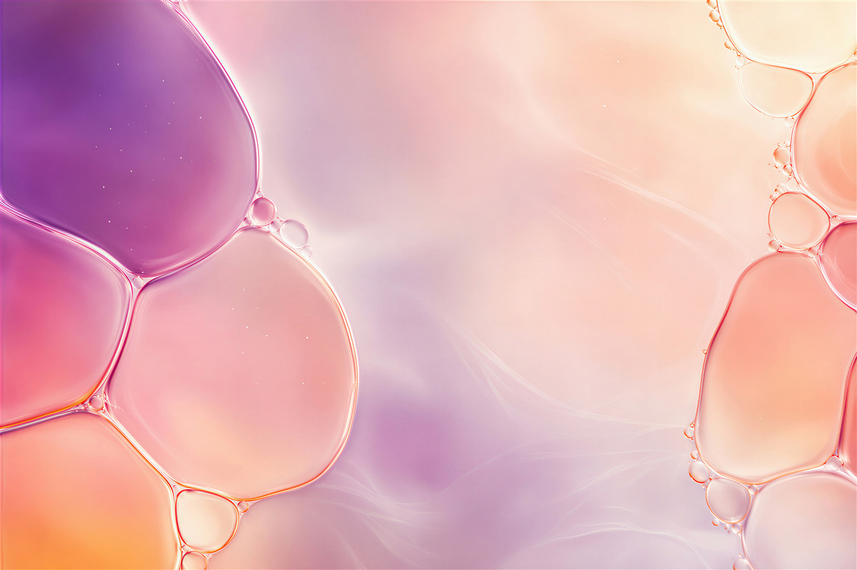 Fototapeten abstrakte Blasen in Pastellrosa und Violett modern