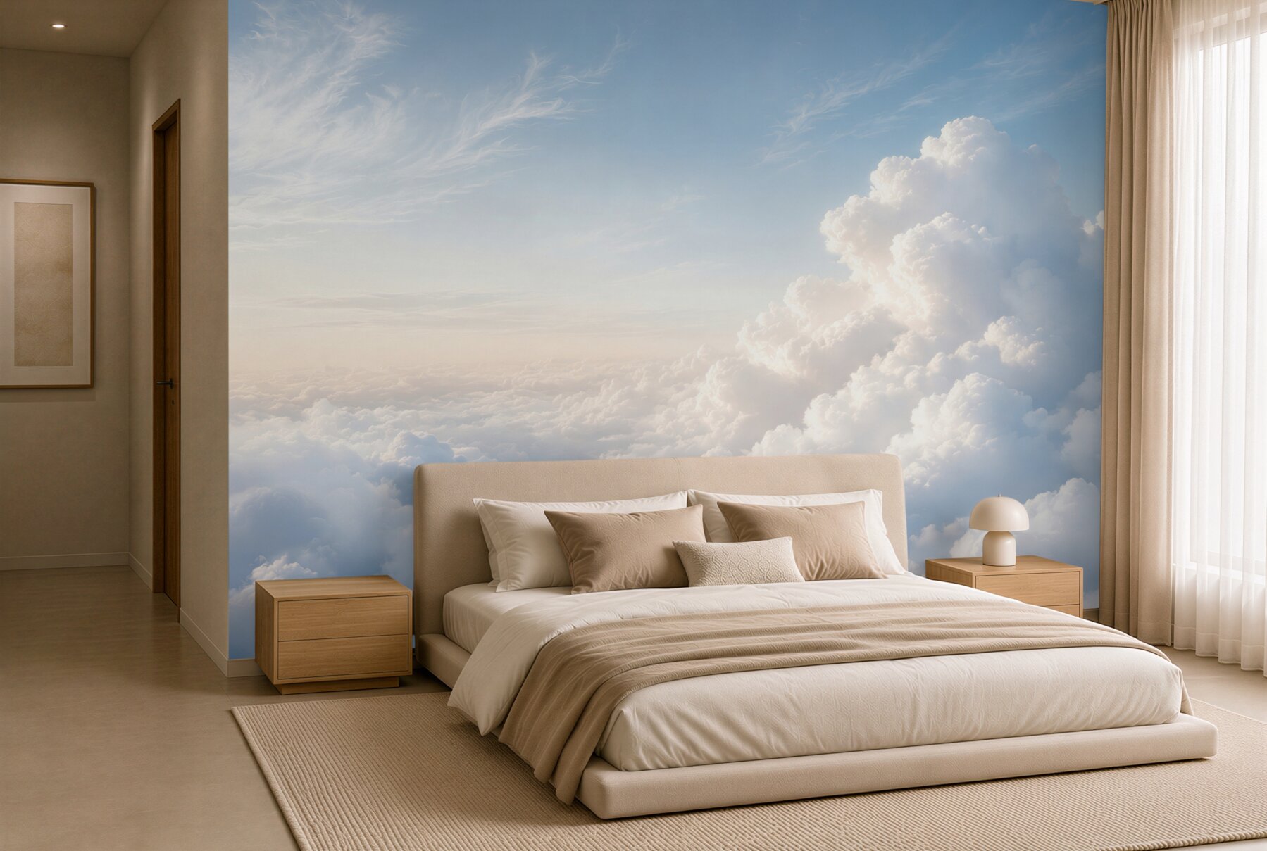 Fototapeten Wolken im subtilen blauen Himmel entspannend